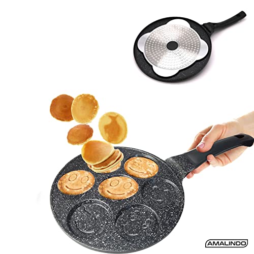 Amalindo Pancake Pfanne 26cm, 7 Loch Smiley, Antihaft-Beschichtung – Ansicht 6