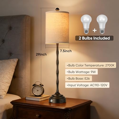 Tall Skinny Beside Lamps Set of 2, Modern Buffet Table Lamps for Bedroom - image 3