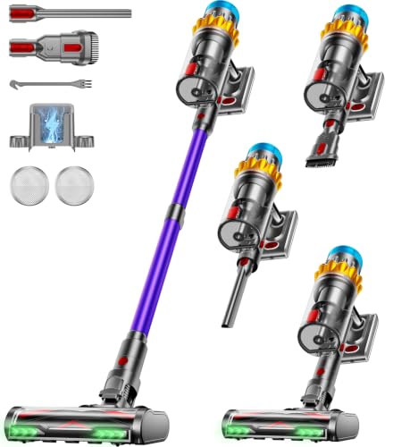 Aspiradora sin Cable 55KPA 650W 70Mins,Escoba Aspiradora sin Cable | Aspiradora 1,8 L/Antienredos/Pantalla LED/Autoportante, Adecuada Para Pelo Demascotas, Alfombras y Suelos de Madera