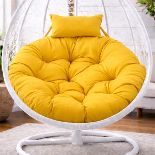 Image of KYNE Microfibre Cushion for Hanging Basket Round Shape Swing Chair Cushions for Outdoor Egg Swing Chair Garden Swing, Seat Padded Pillow Cushion (Yellow)