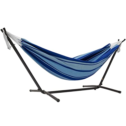 Vivere Uhsdo9-39 Double Cotton Hammock With Space Saving Steel Stand, 450 Lb Capacity- Premium Carry Bag Included, Island Breeze #TOP14