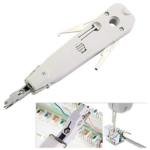 Punch Down Tool, Professional Krone Type IDC RJ45 RJ11 Cat5e Cat6 Network Telecom Phone Cable Socket Impact Terminal Insertion Tools + Portable Wire Stripper Cover