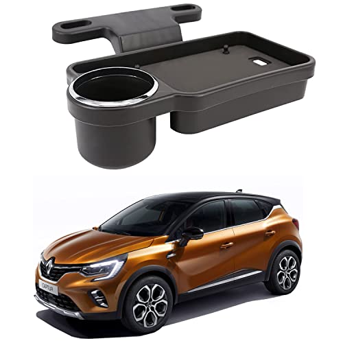 Image of Oshotto (FT-04) Foldable Car Auto Headrest Rear Back Seat Table Drink Food Cup Tray Holder Compatible with Renault Captur - Black