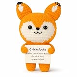 Glücksmoment - DAS ORIGINAL | Handgefertigter gehäkelte Glücksbringer | Trostspender | Motivation & Anti Stress | Pocket Hug | Mutmacher | Emotional Support | Seelentröster (Fuchs)