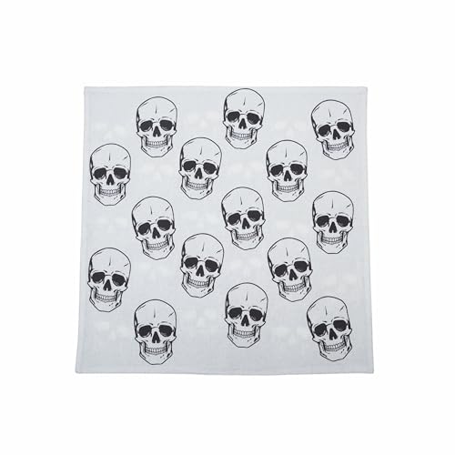 Servilleta de Tela con Motivos de Calaveras Blanco y Negro 18x18 pulg miniatura 3