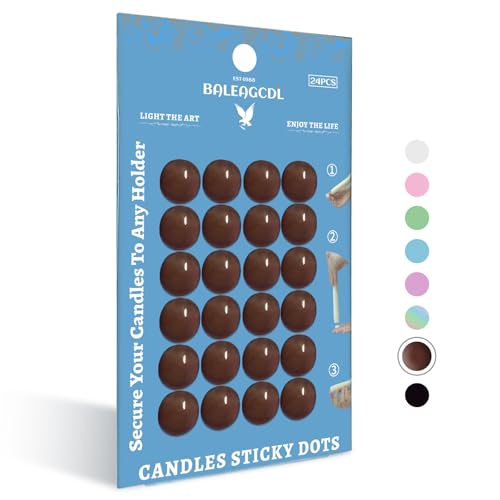 Candle Sticky Dots - Brown Wax Candle Adhesive Dots - Unscented Wax Adhesive Plates for Secure Candle Placement - Candle Accessories-Easy Clean and Traceless Adhesive - Pack of 24