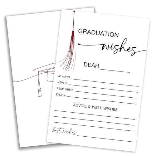 Graduation Wishes & Advice Cards - 30 PCs Advice Card for Class of 2026 Graduation Party, Favors Cards for High/College/Senior School,Party Favor Decorations And Supplies (Red tassels) - B01