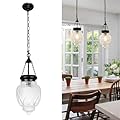 Black Pendant Lights Kitchen Island, Glass Vintage Kitchen Island Lighting, Pendant Lighting over Sink, Farmhouse Pendant Light Fixture Bathroom Lights for Dining Room Entryway, Height Adjustable