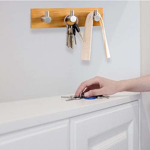 Bamboo-Wood-Key-Holder-for-Wall-Key-Hanger-with-Hooks-Decorative-Wall-Hooks-for-Hanging-Heavy-Duty-Key-Organizer-for-Kitchen-Bedroom-Bathroom-Ideal-Coat-Rack-3-Hooks-Sliver