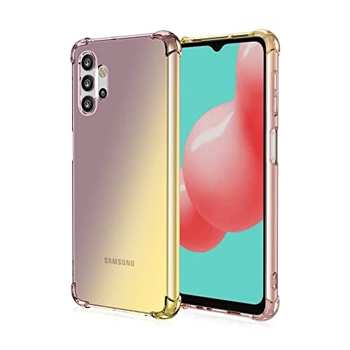 WILLIS Funda para Samsung Galaxy A32 4G, Carcasa Protectora de Color Degradado Transparente, 6.4' Case para Teléfono Anticaída y Antiarañazos Oro Negro