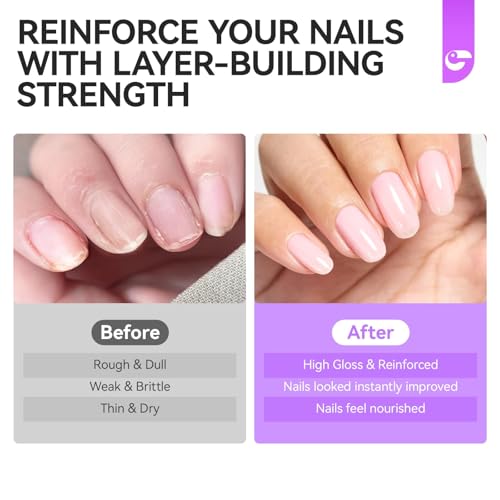 Image of Nail Ridge Filler For Damaged Nails: Gelike ec 8 in 1 Nail Strengthener for Thin Nails and Growth,Protein Nail Ridge Filler with Top Coat Free