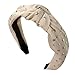 Produktbild DOFENG Damen Breit Haar-Stirnband mit Blume Gedruckt Haar Kopfband Mode Knoten-Haarband Einfache SüßE MäDchen Einfach Polka Dot Elegant Sport (D-Beige, One size)