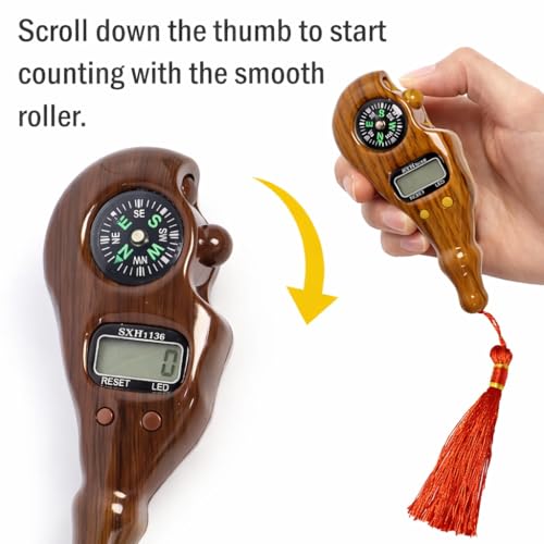 Image of PulGos 𝐏𝐚𝐜𝐤 𝐨𝐟 𝟐 Wooden Tally Counter for Chanting Mantra | Digital Counter for Naam Jap, Meditation, Prayer & Pooja | Smooth Click & 𝐀𝐜𝐜𝐮𝐫𝐚𝐭𝐞 Counting Machine for Jap Mala & Umpire Use