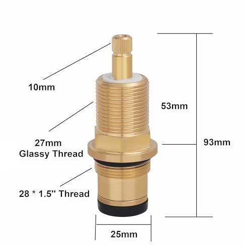 Image of DE PLUMBER Type Universal Rising Flush, Brass Spindle /Spare Part for Taps Repairing /Disc Tap Inner Cartridge Suitable for PLUMBER Type Universal Rising Flush Models (Golden, 28 * 1.5'')