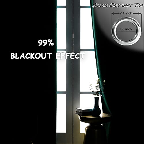 Mingshire Checkered 99% Blackout Drapery Panels, Noise Reducing Thermal Insulated Lattice Textured Ring Top Black Out Window Curtains (Two Panels, 52 X 84 Inch, Dark Green) #TOP6