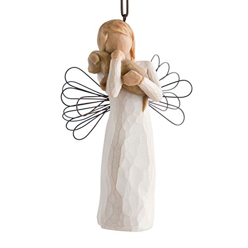 Willow Tree Angel of Friendship Ornament, for Those who Share The Spirit of Friendship, Angel Carrying Dog as Reminder of Loyal Pets and Friends, Present and Past, Sculpted Hand-Painted Angel Figure