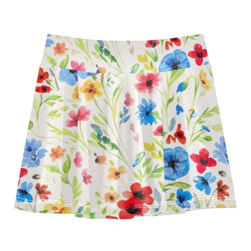 Tennis Skirts for Kids Wildflowers Pastel Athletic Shorts Girls Skorts Floral Teen Cheer 4t