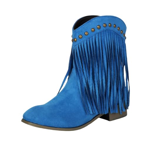 Bottines à bout pointu femme style cowboy avec franges et talon western