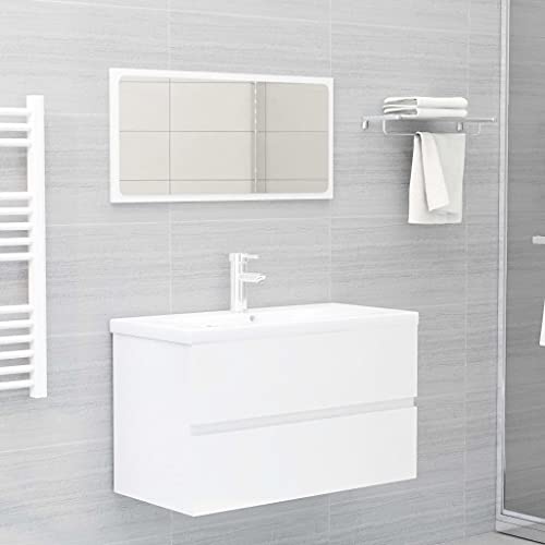 Mueble de baño de madera de ingeniería selecta con acabado blanco brillante de 80 cm 5