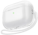 AIRSPO Airpods Pro 2nd Generation Case Cover, Clear Soft TPU Protective Cover Compatible with Apple AirPods Pro 2 Wireless Charging Case with Keychain and Lanyard (Clear)