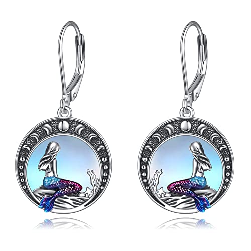 Owl/Dragon/Wolf/Mermaid/Bear/Fox Earrings Sterling Silver Abalone Shell Dangle Earrings Jewelry Gifts for Women Teen Girls Mother Friends Girlfriend