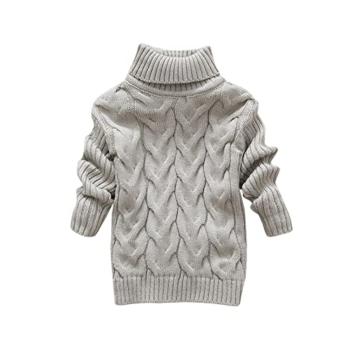 Kids Boys Knitted Pullovers Toddler Boys Girls Children's Winter Sweater Solid Color Turtleneck (Grey, 2-3 Years)