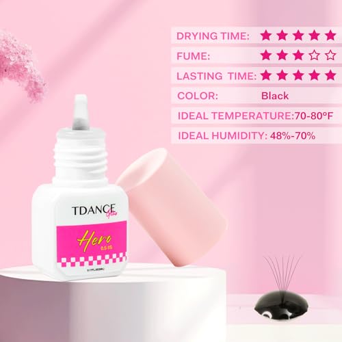 TDANCE Eyelash Extension Glue /0.5-1 Sec Dry/Retention – 7 Weeks/Lash Extension Glue for Professional Use Only (0.17 fl. oz / 5ml)