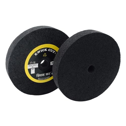 Image of Kwick Cut+ 6 inch x 1 inch (150mmX25mm) U1 Pack of 2 Premium Unitised Non-Woven Matt Polishing Wheel - 16 mm Bore, Heavy-Duty Deburring & Rust Removal, Satin & Matte Finish for Metal & Stainless Steel