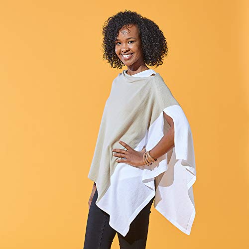 Image of Hadley Wren Women's Classic Colorblock Everyday Cotton Poncho, Black Solid Solid