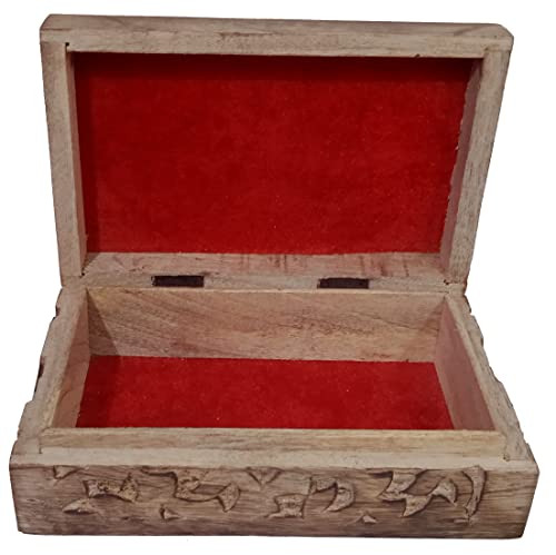 Purpledip Wooden Handcarved Box Round Tree of Life: for Jewelry Trinkets, Cards, or Tea Bags, Distress Brown (12235B) - Image 4