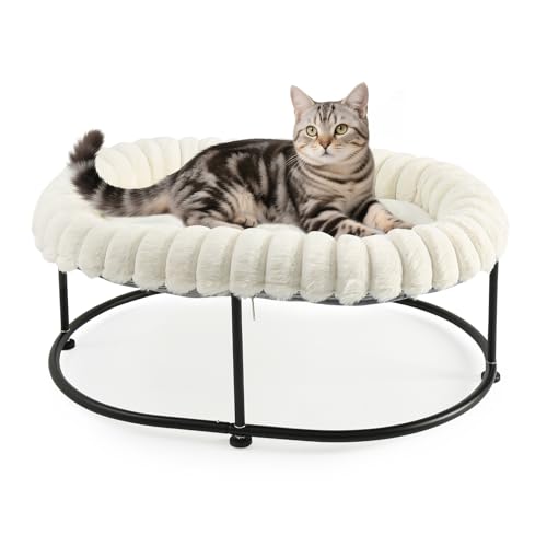 GUUSII HOME ねこベッド 猫ベッド 自立式 猫 犬 ネコ 猫寝床 クッション 猫 ねこコット べっど ネコ ホーム cat ソファ ペットマッド 犬用ペットベッド 組立簡単 洗える 通気性 ふわふわ 四季兼用 取り外し可能 両面使用 (ホワイト)