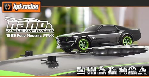 HPI Nano TTR 1:64 RC Drift Car – LED Lights, Turn Signals, RTR Mustang RTR-X, Mini Remote Control...