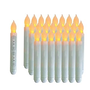 24PCS Floating Candles, 6.5 Inch Flameless LED Taper Candle Lights, Battery Operated Candlesticks for Party Classroom…