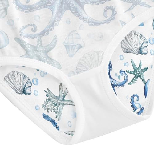 ZZKKO Ocean Blue Octopus Starfish Girls Underwear Toddler Panties for Girls Comfort Brief Size 2-8T4