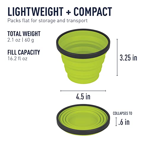Sea To Summit X-Series Collapsible Silicone Camping Drinkware, Mug (16.2 Fl Oz), Lime Green #TOP2