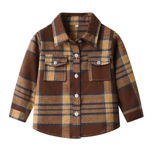 Boys Girls Flannel Plaid Shacket Button Down Long Sleeve Casual Shirt Shackets Fall Jacket Clothes