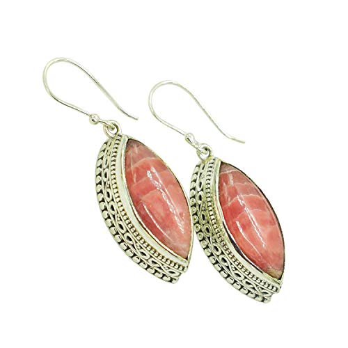 Boucles d'oreilles en rhodocrosite fait main : l'élégance d'un cabochon marquise rose