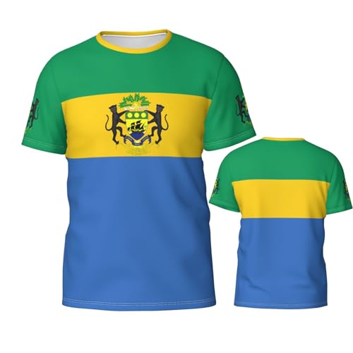 Drapeau du Gabon Gabonais Tee Shirt Homme T-Shirt Manches Courtes Sportswear Quickdry T-Shirts De Sport pour Sport Pêche Entraînement XL