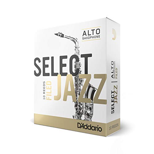 Rico Select Jazz Alto Sax Reeds, Filed, Strength 3 Strength Medium, 10-pack