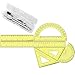 Zonon 1 Set Plastic Geometry Math Set Includes Drawing Compass, 6 Inch 4 Inch Protractor, 45/60 Degree Triangle Rulers 12 Inch 6 Inch Math Ruler Transparent for Office Supplies(Yellow)