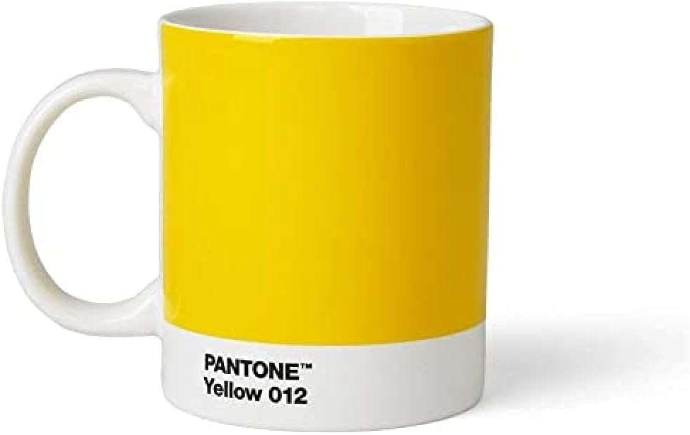 Pantone by Copenhagen Design - Large ceramic coffee mug with handle - Colorful Porcelain coffee mug/cup, 12 oz Yellow 012