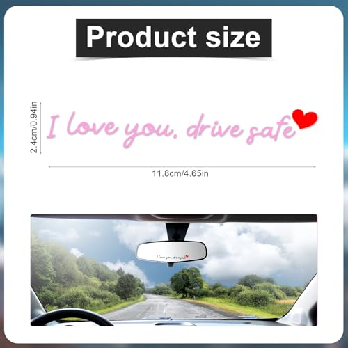 Image of 3pcs I Love You Drive Safe Mirror Sticker, 3 Colors Cute Car Rear View Decals Funny Safe Driving Stickers Vinyl Rearview Mirror Decal with Heart for Women Driver Gifts Accessories
