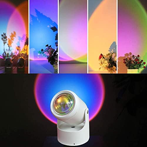 Sunset Rainbow Projector Night Light Modern Romantic Sunset Light for Ambiance Taking Photo Light with 180 Degree Rotation & Angle Adjustable (Rainbow)
