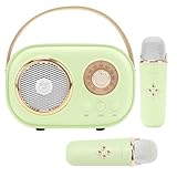 Aresrora Mini Karaoke Machine for Kids,Portable Bluetooth Speaker with 2 Wireless Microphone,Toys for Girls Boys Gifts,Retro Speaker Set Stereo Sound Enhanced...