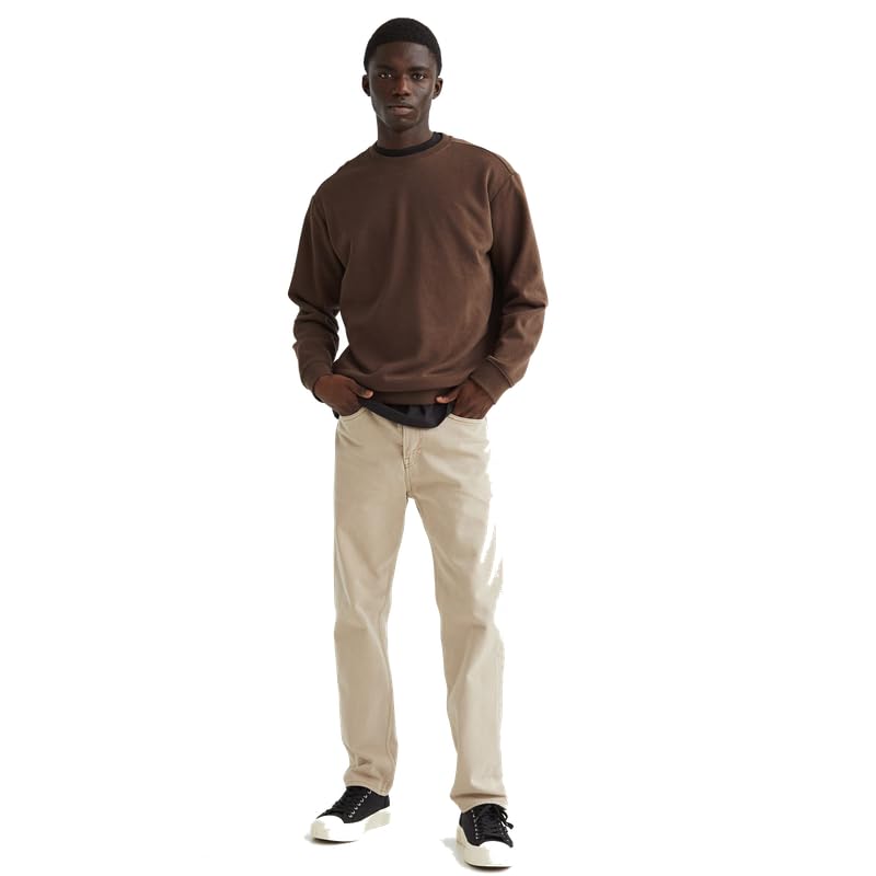 Image of DROBE Cotton Blend Round Neck Solid Sweatshirt for Men