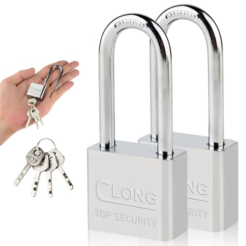 Vorhängeschlösser aus robustem Stahl, langer Bügel, wasserdicht, mit 4 Schlüsseln, für Schuppen, Lager, Zaun, Büro, Garage, Garten, Fitnessstudio, Schließfach, 2 Stück (30mm)