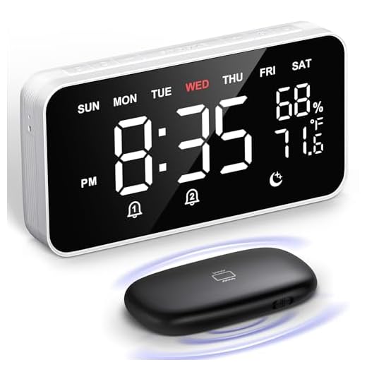 Dekala Bed Shaker Loud Alarm Clock for Heavy Sleepers Adults, Vibrating Dual Alarm Clocks for Bedrooms, Large Display Auto Dimmer,Temperature & Humidity Detect, 7-Day Programmable, Ideal Gift