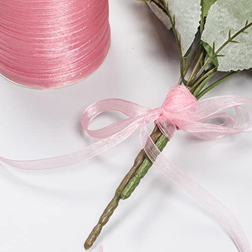 Ruban en organza rose de 1,9 cm au tissage fin pour cadeaux raffinés - 6