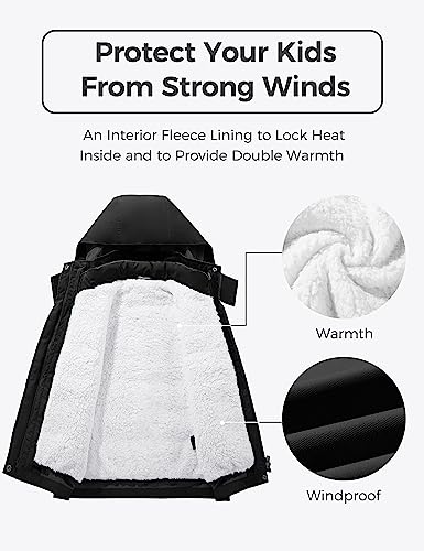 Wantdo Girl'S Skiing Jacket Waterproof 3 In 1 Winter Coat Insulated Warm Coat Black 18-20 thumb #4