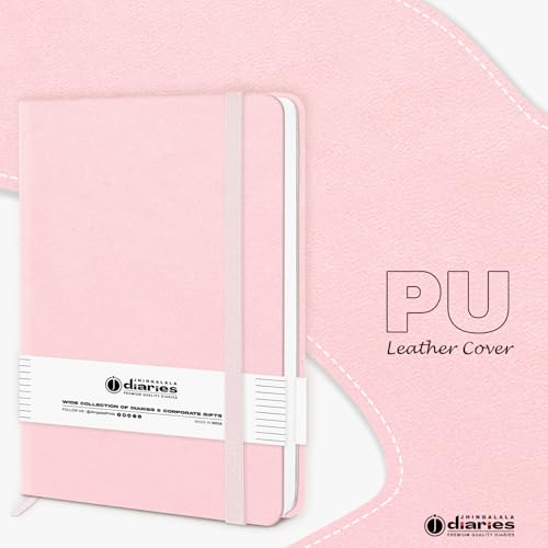 Image of Jhingalala Diaries - Hardbound Leather Cover Pocket Size Corporate Executive Diary Notebook I Pocket Diary For Men and Women I A6 Size I 80gsm Paper I 192 Ruled Pages (Light Pink)